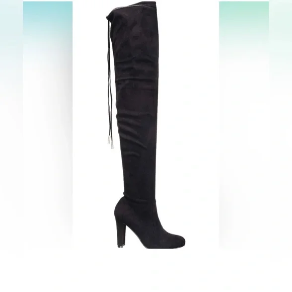 NEW Black Suede Over the Knee Heeled Boots - Picture 2 of 9